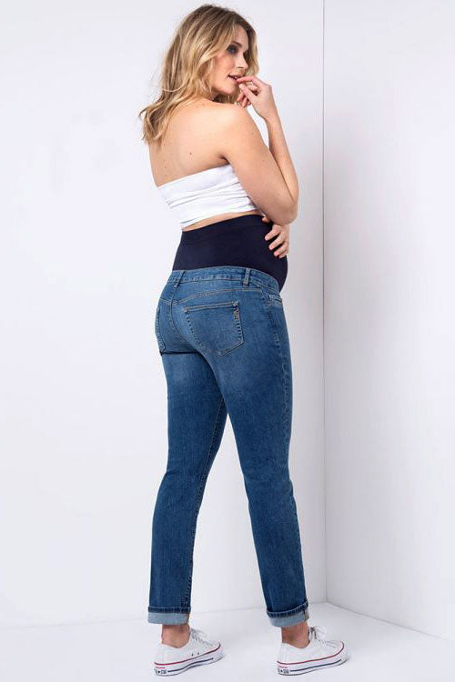 Women's Denim Blue Seraphine over the bump skinny fit maternity