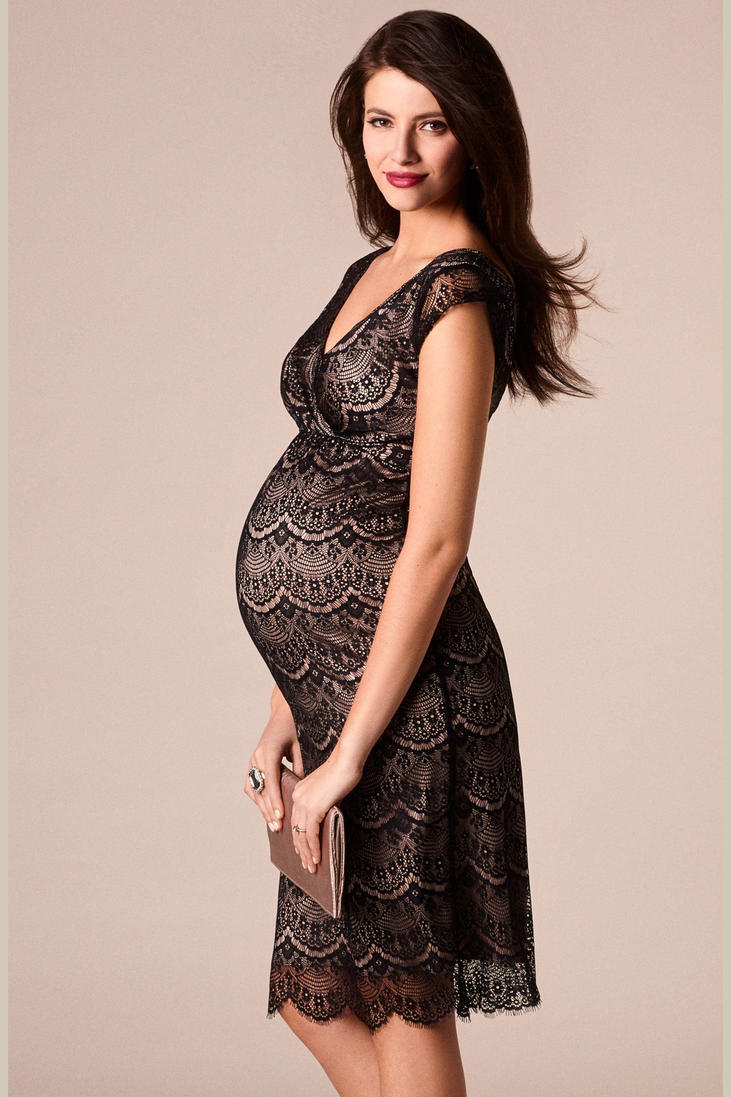 Tiffany Rose Amelia Maternity Lace Dress in Caviar Black - 0 (US 0-2)