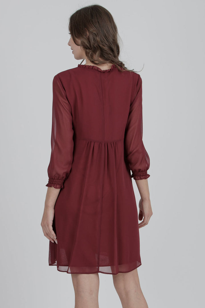 Diana Chiffon Maternity Nursing Dress in Merlot