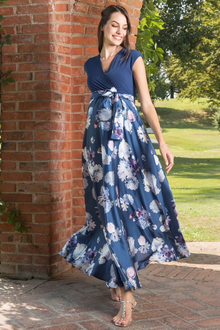 Lucrezia Maternity & Nursing Dress in Fantasy Blue Florals by Attesa