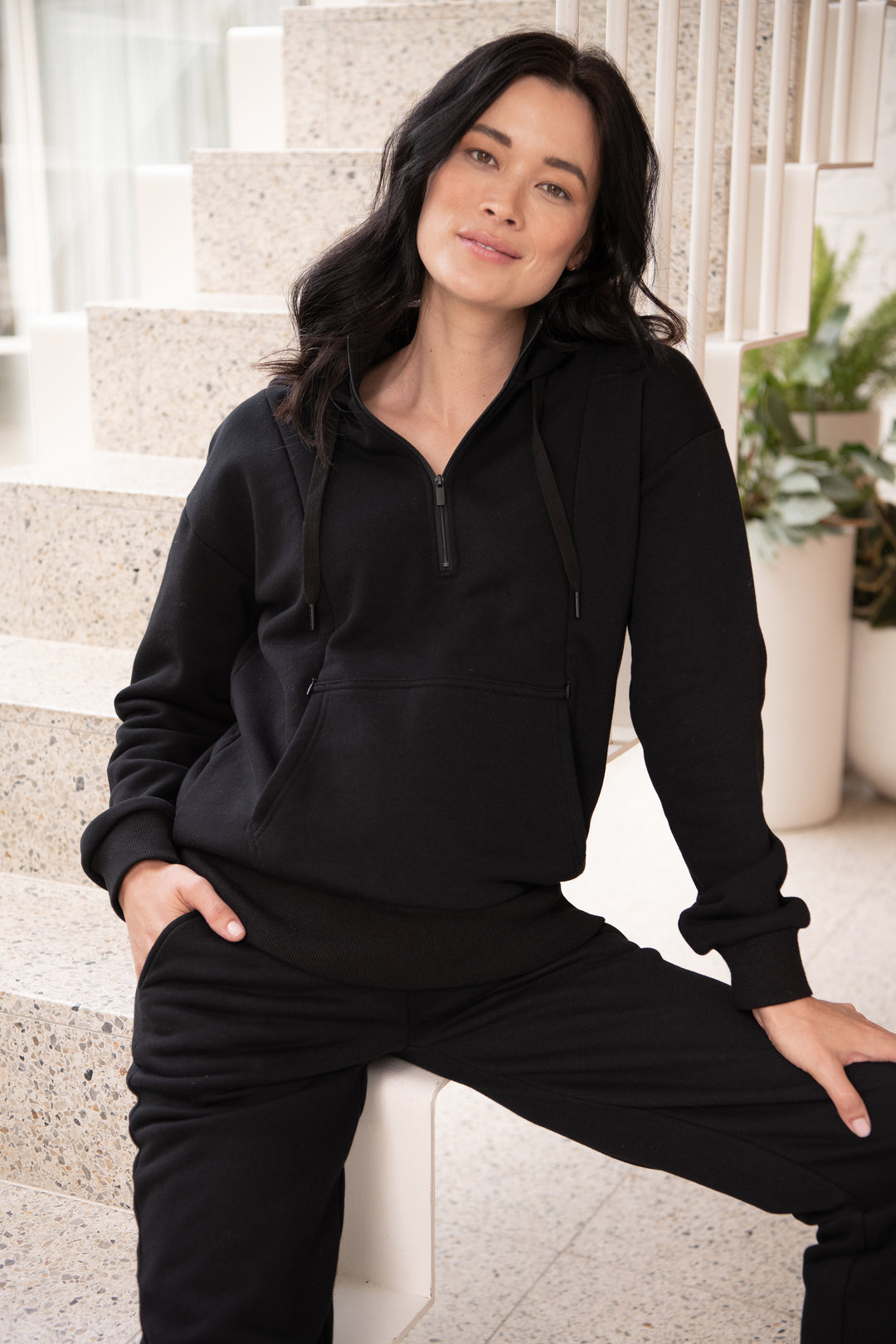 Nicky Maternity Nursing Hoodie Black