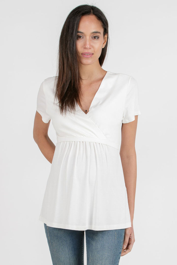 Margherita Maternity & Nursing Top in White by Attesa