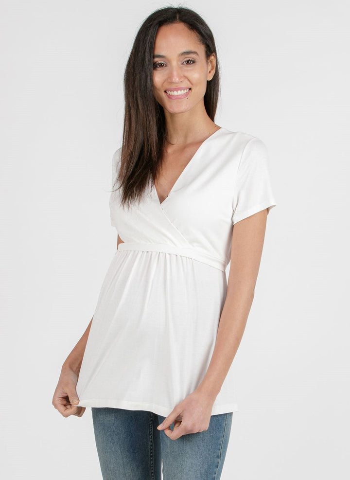 Margherita Maternity & Nursing Top in White by Attesa