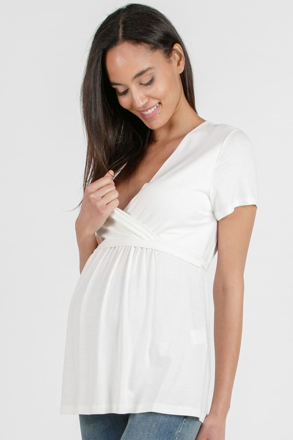 Margherita Maternity & Nursing Top in White by Attesa