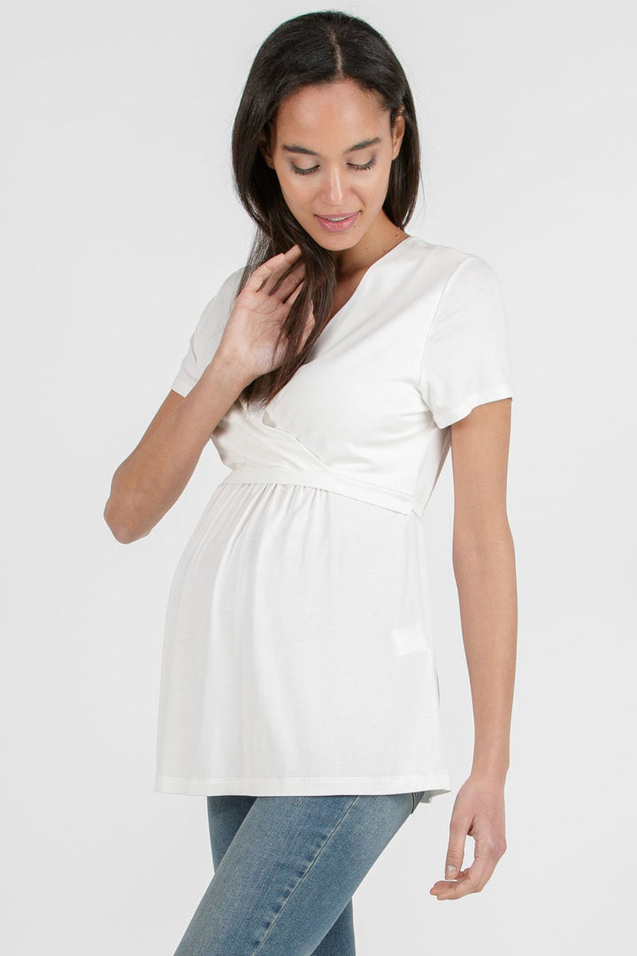 Margherita Maternity & Nursing Top in White by Attesa