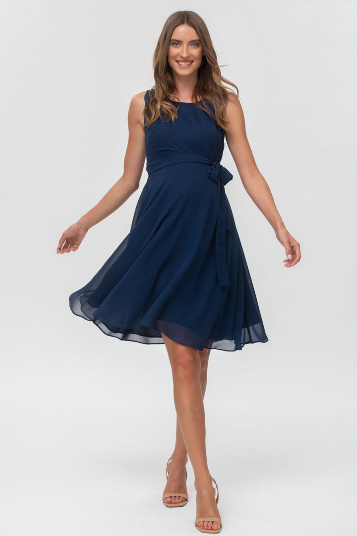 Isabella Chiffon Maternity Dress by Pietro Brunelli In Deepest Navy