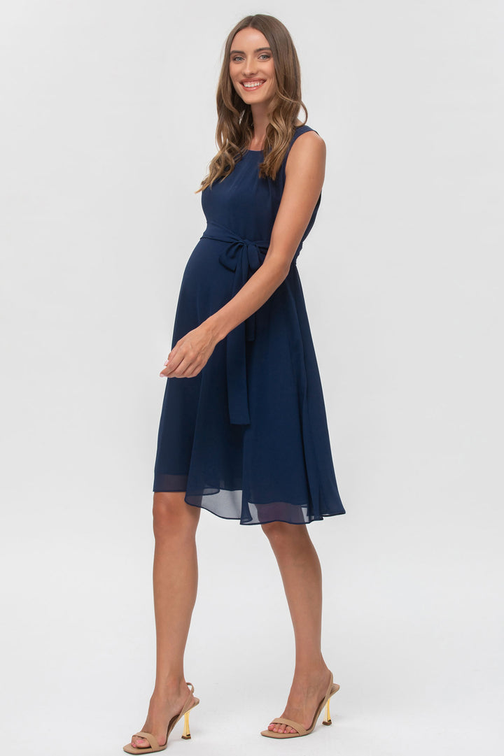 Isabella Chiffon Maternity Dress by Pietro Brunelli In Deepest Navy