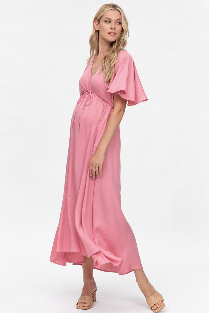 Valentina Silk-like Midi Dress in Pink