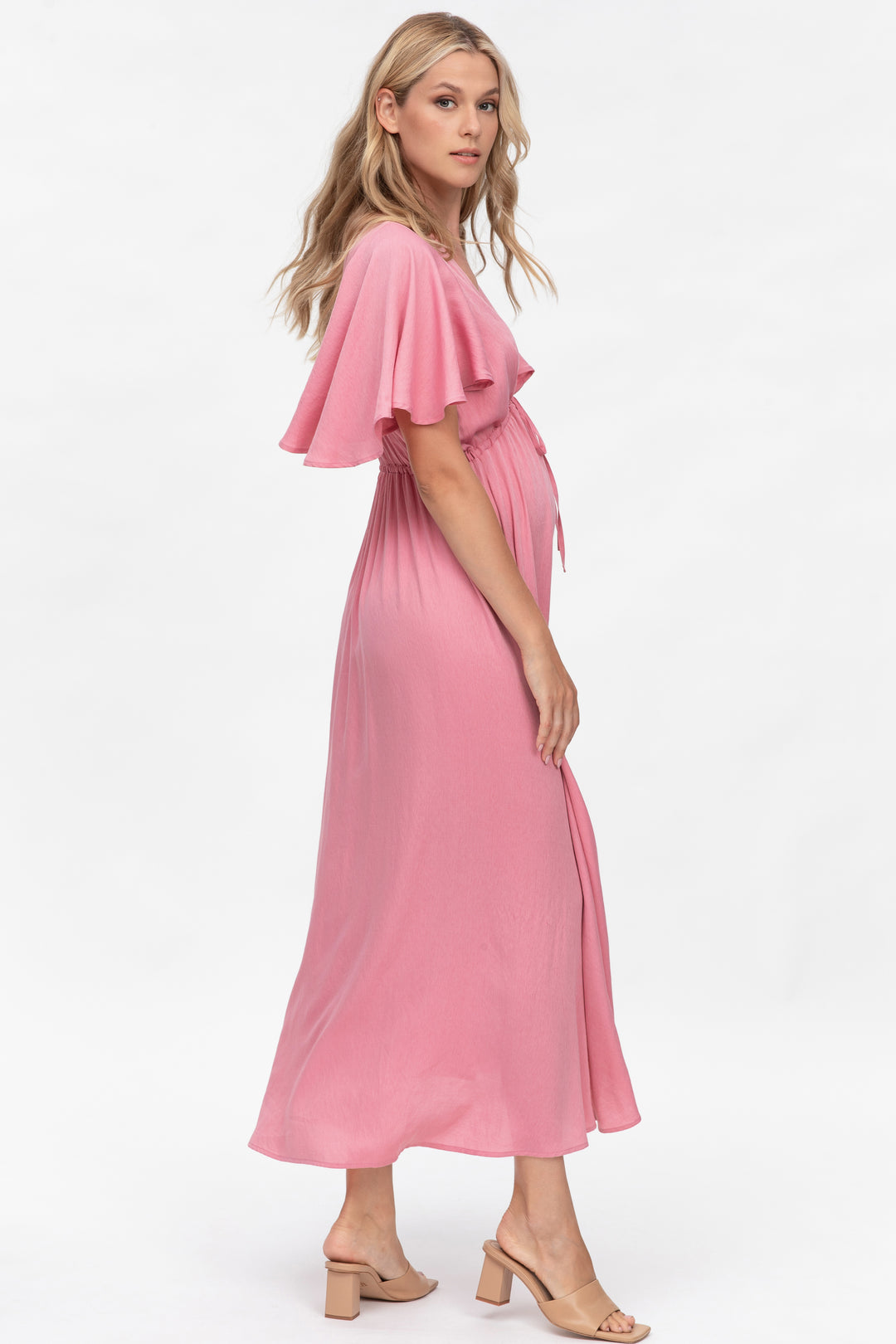 Valentina Silk-like Midi Dress in Pink