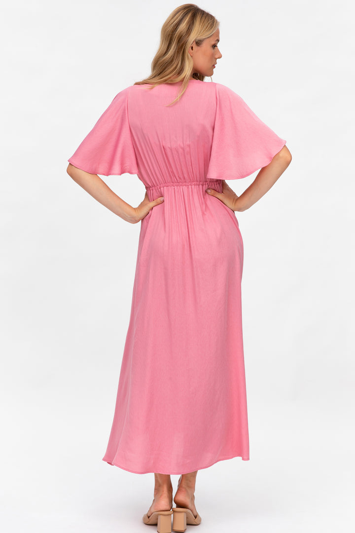 Valentina Silk-like Midi Dress in Pink