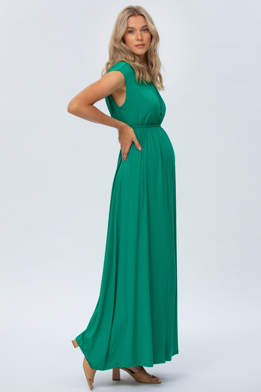 Porto Cervo Maternity Maxi in Emerald