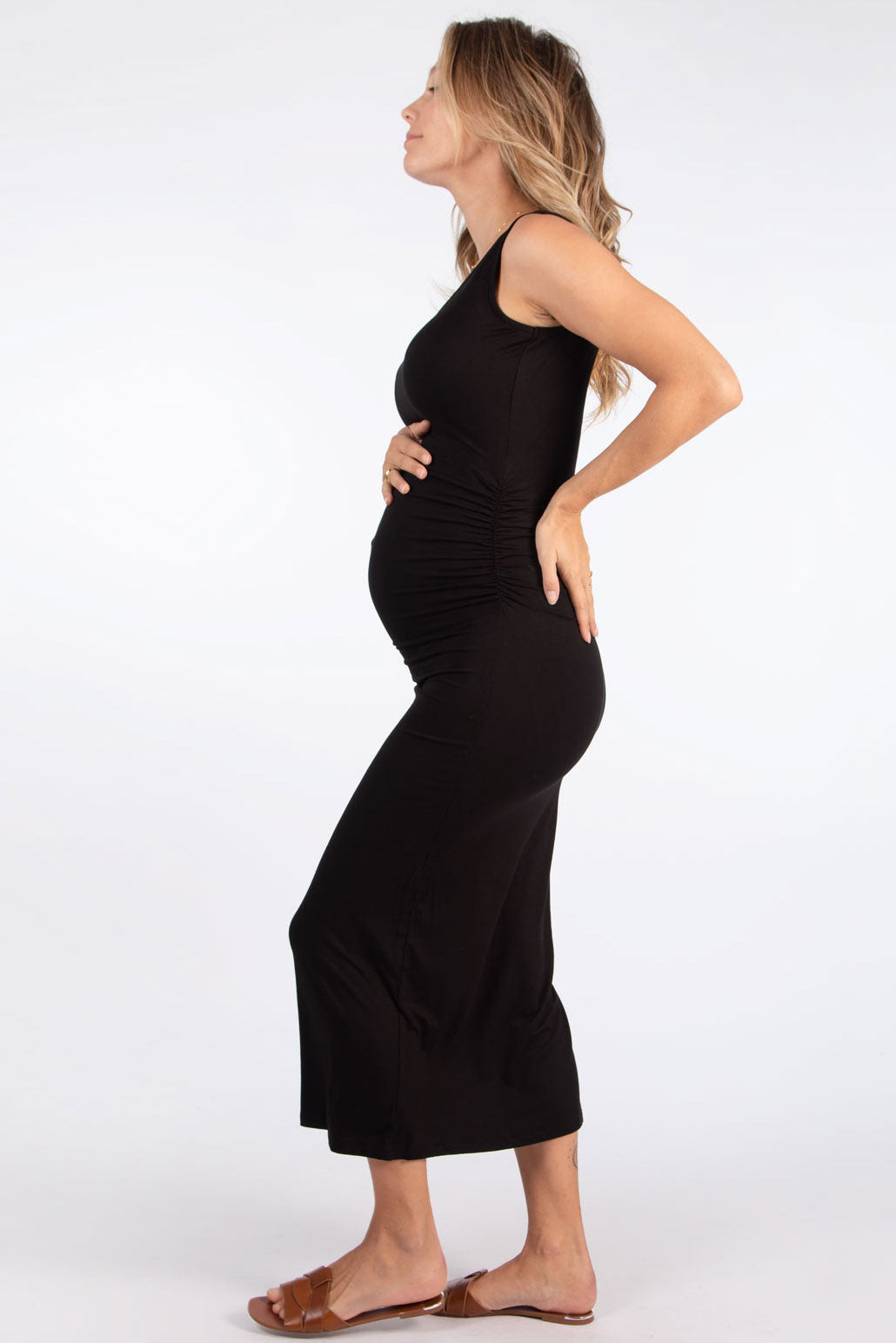 Assia Maternity Tank Maxi Dress in Black