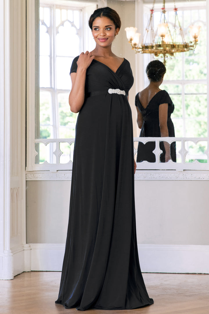 Ava Evening Maternity & Nursing Gown in Caviar