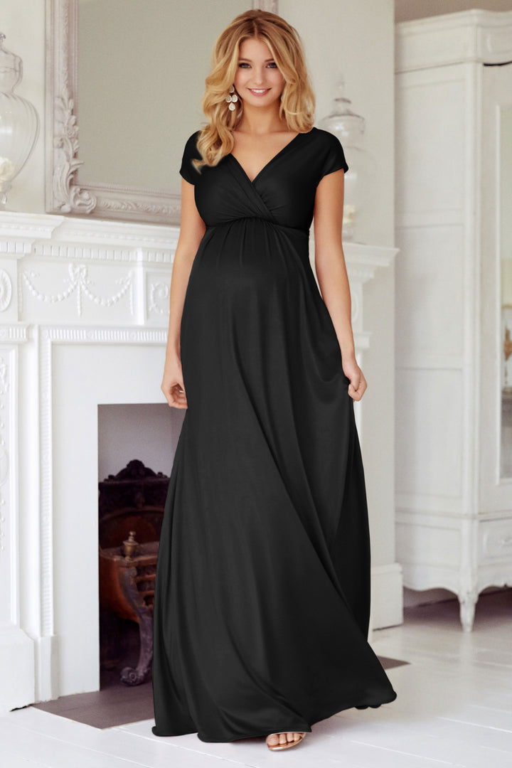 Ava Evening Maternity & Nursing Gown in Caviar