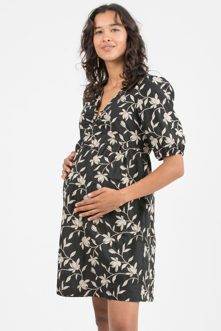 Elisabeth Maternity & Nursing Dress Embroidered Cotton Sateen by Attesa