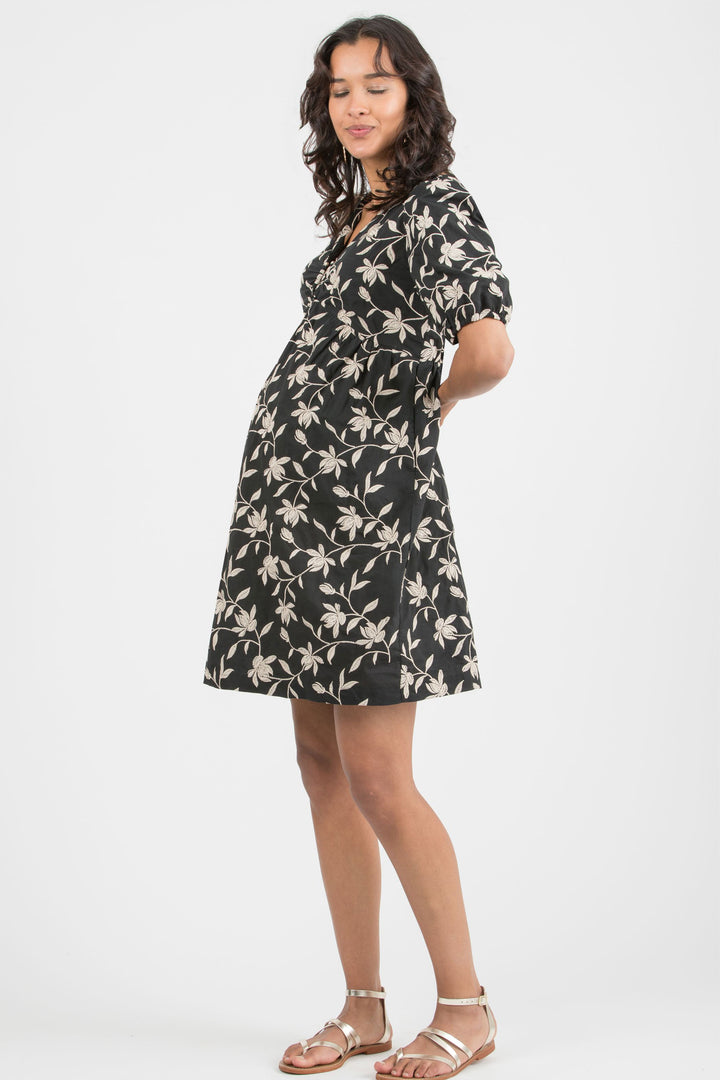 Elisabeth Maternity & Nursing Dress Embroidered Cotton Sateen by Attesa