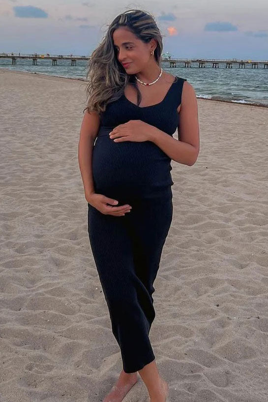 Serenity Maternity Sleeveless Knit Dress In Caviar