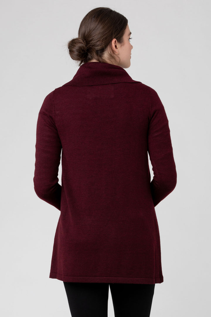 Cowl Neck Maternity Nursing Knit in Merlot