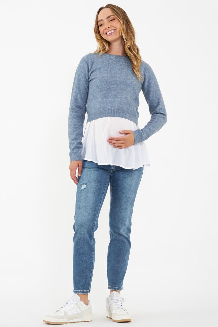 Mandy Maternity and Nursing Detachable Knit in Blue