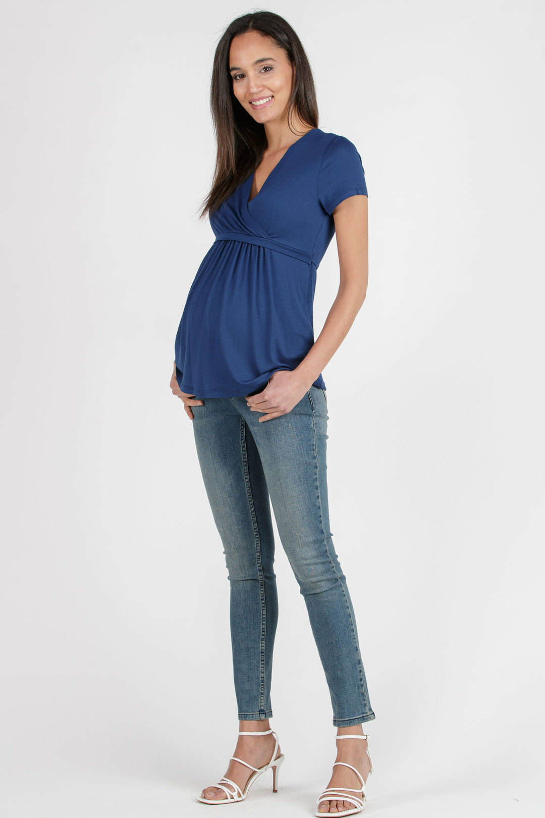 Margherita Maternity & Nursing Top in White by Attesa