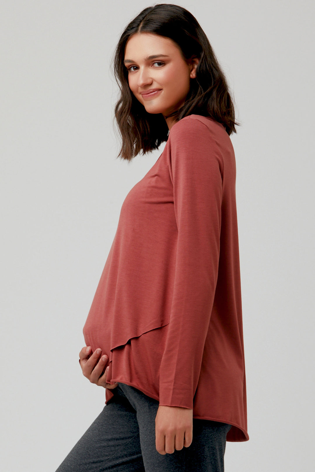 Raw Edge Maternity Nursing Top in Spice