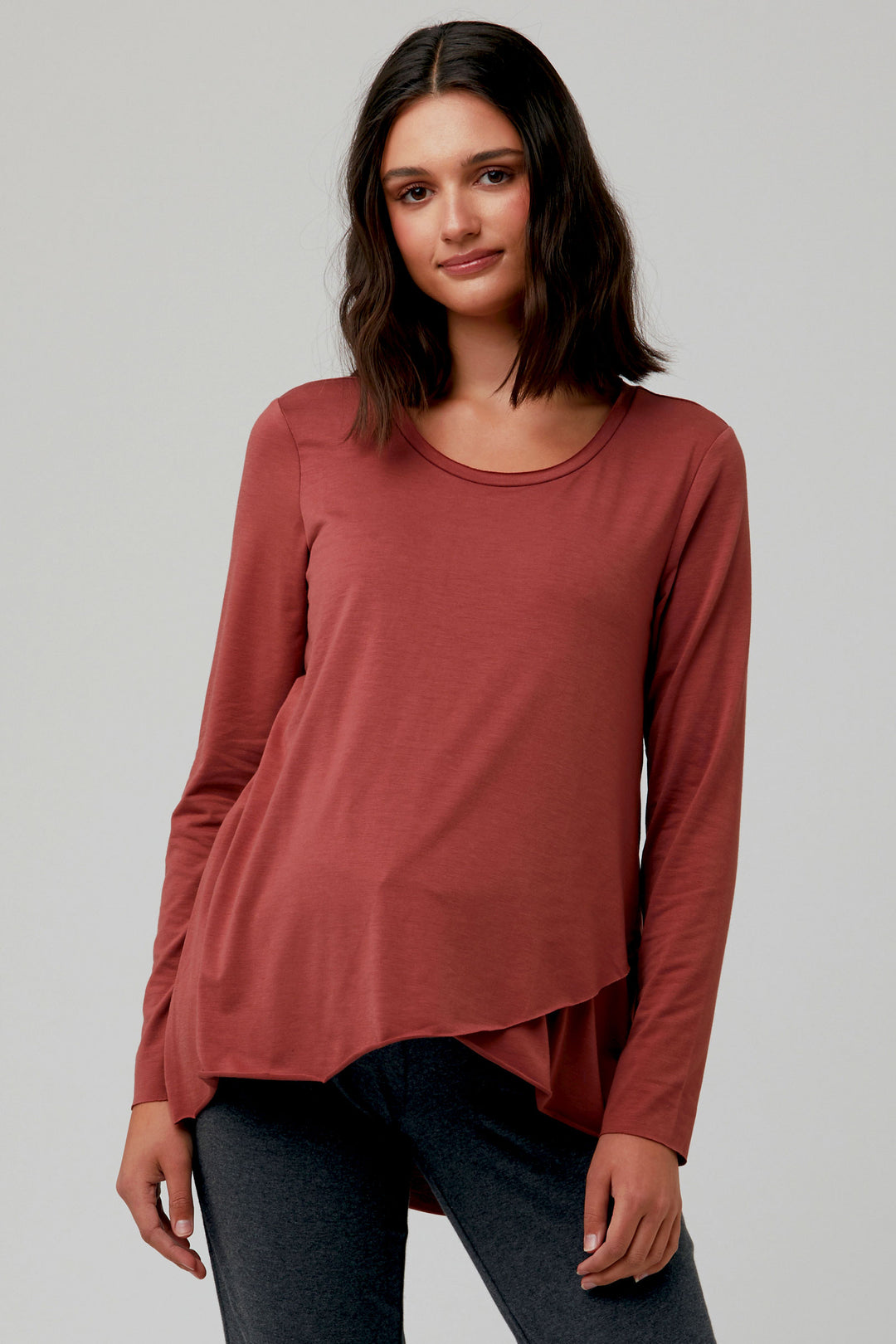 Raw Edge Maternity Nursing Top in Spice