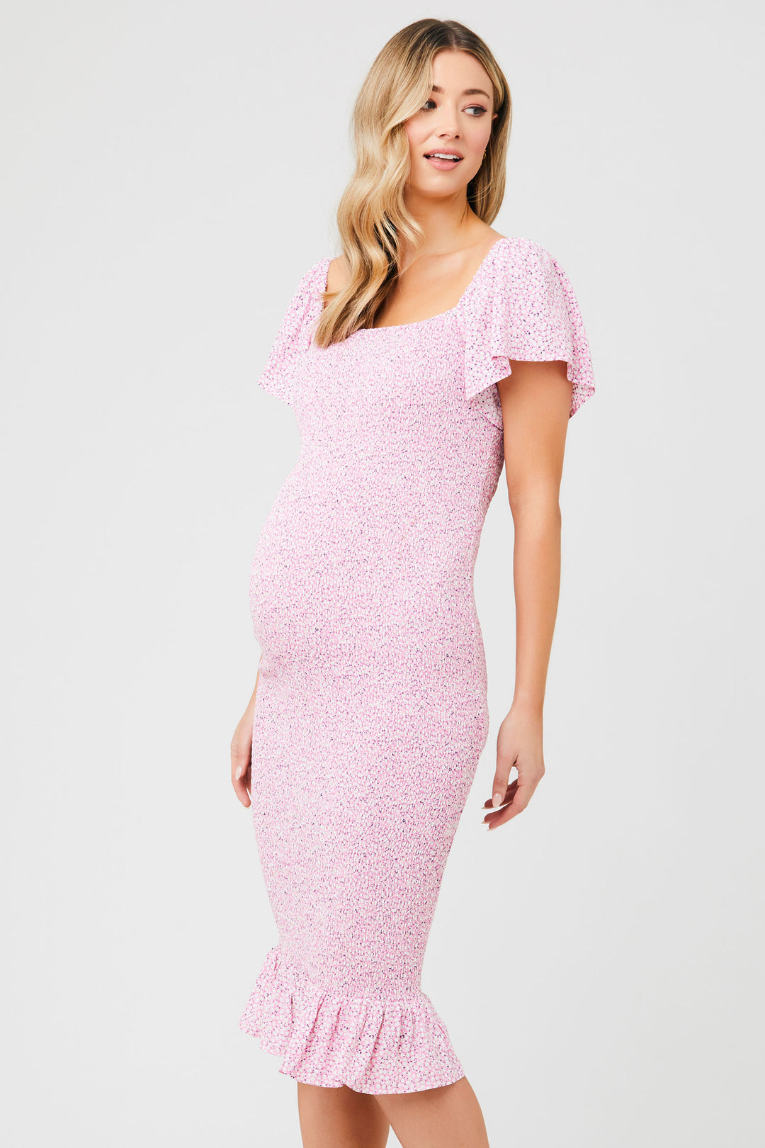 Selma Fitted Maternity and Nursing Dress In Pale Blue