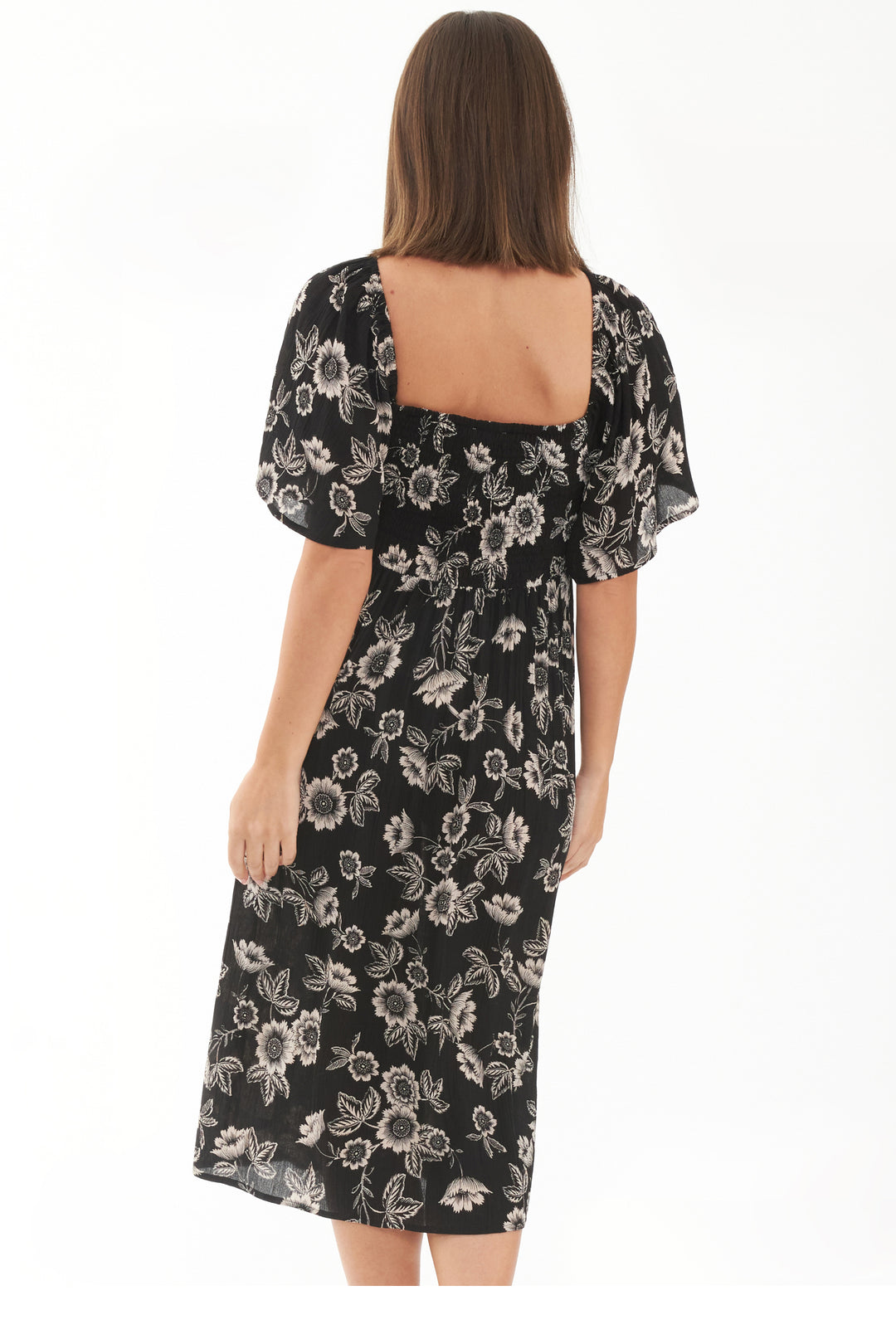 Trina Shirred  Maternity & Nursing Dress Black / Natural