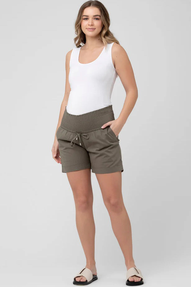 Philly Ultra Light Cotton Maternity Shorts in Moss by Ripe