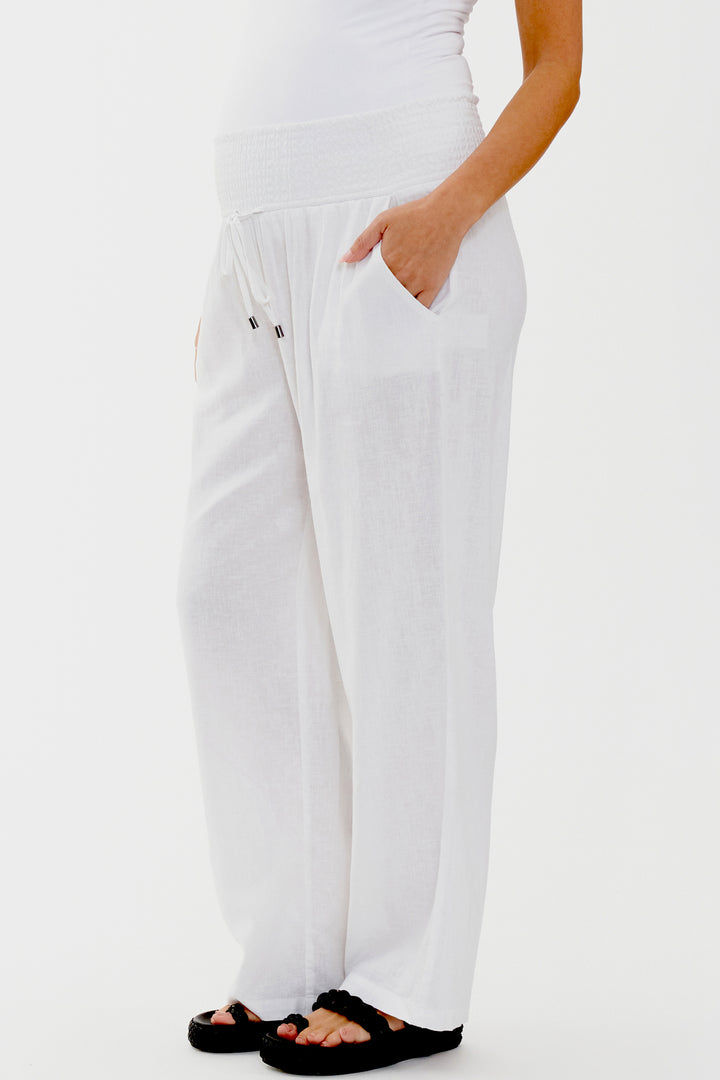 Indi Wide Leg Maternity Linen Pants