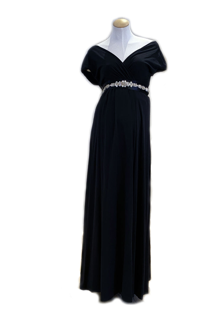 Ava Evening Maternity & Nursing Gown in Caviar