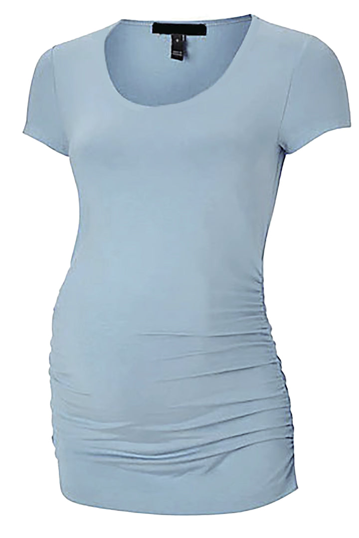 Tranquil Blue Cap Sleeve Scoop Maternity Top