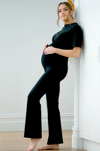 Maternity Wide-Leg Work Pants (Black) – Carry Maternity Canada