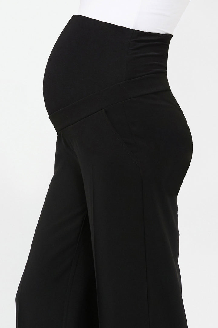 Alexa Wide Leg Black Maternity Trousers