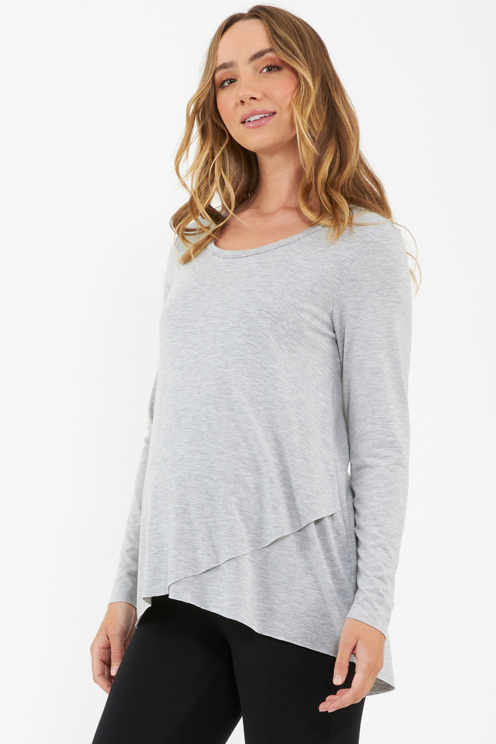 Raw Edge Maternity & Nursing Top in Silver