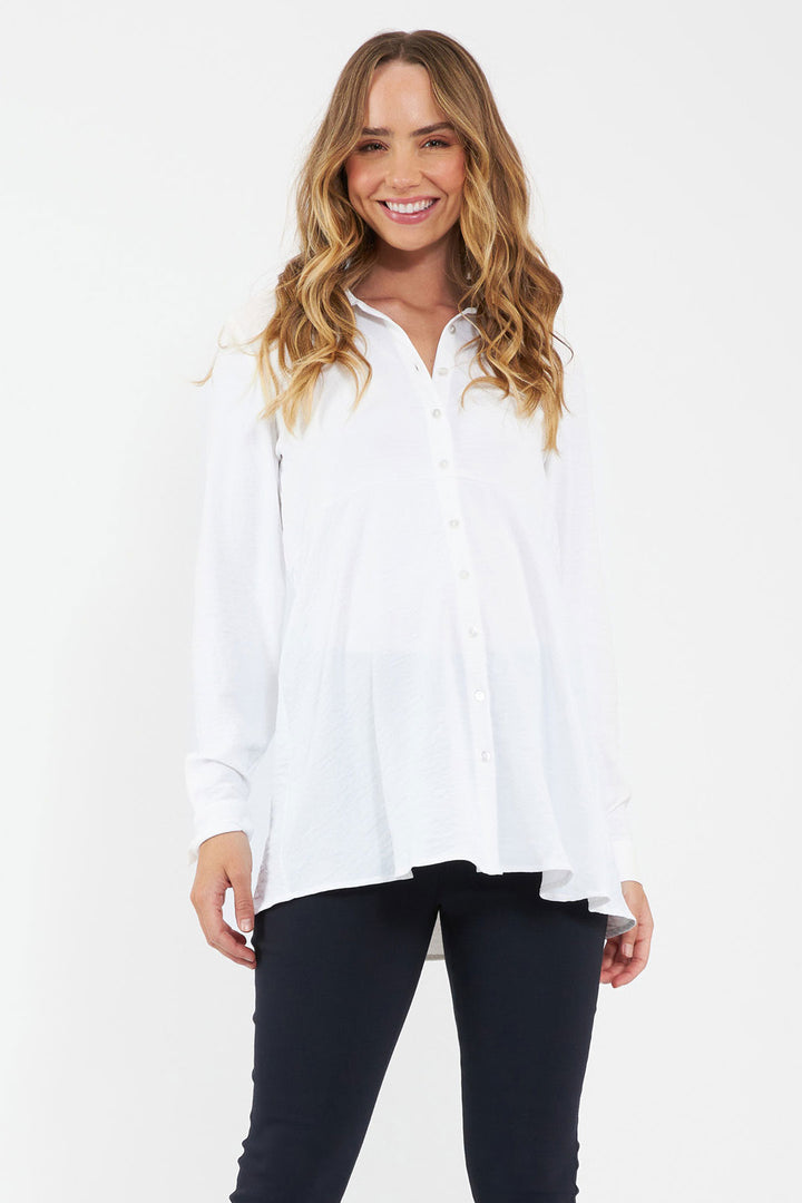 Tina Maternity Nursing Shirt White