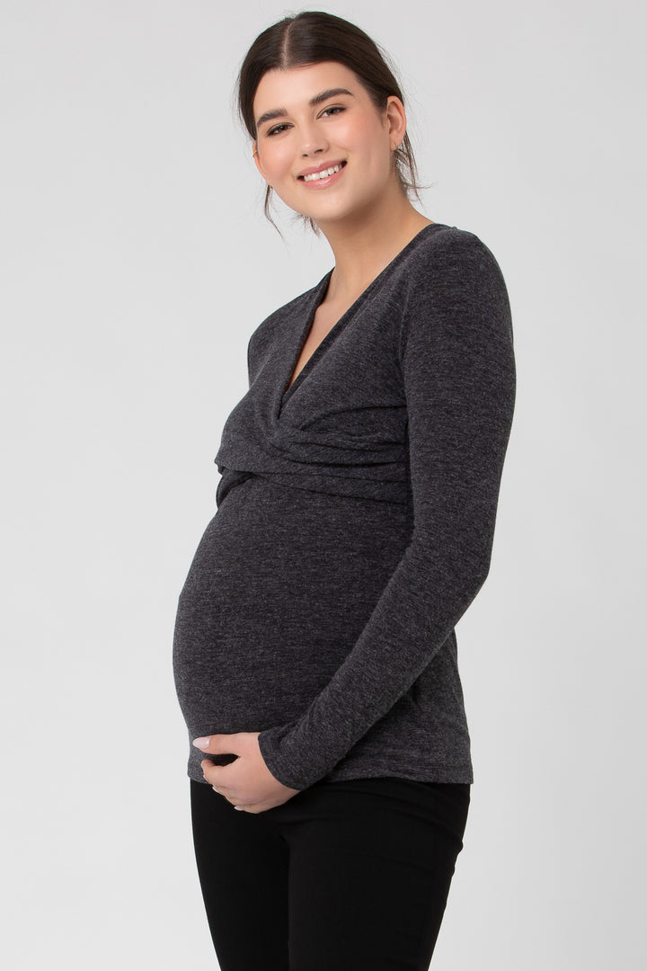 Zara Maternity Nursing Top Charcoal