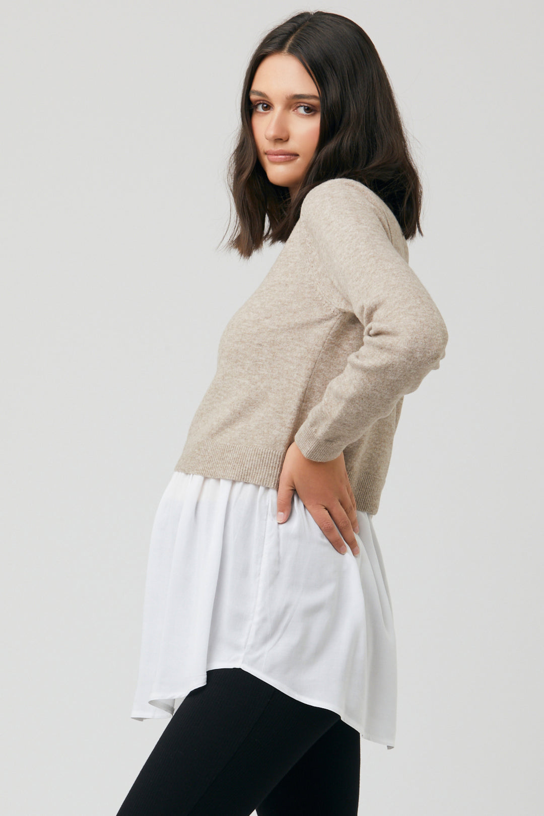 Mandy Detachable Nursing Knit in Latte