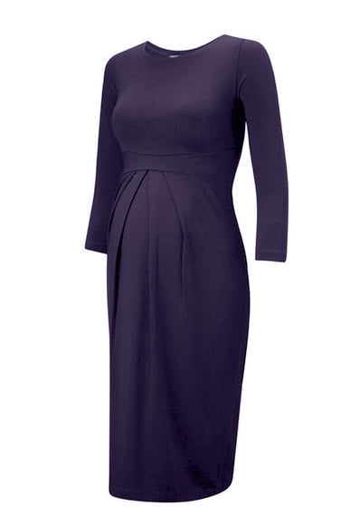 Farah Maternity Shift Dress in Darkest Purple