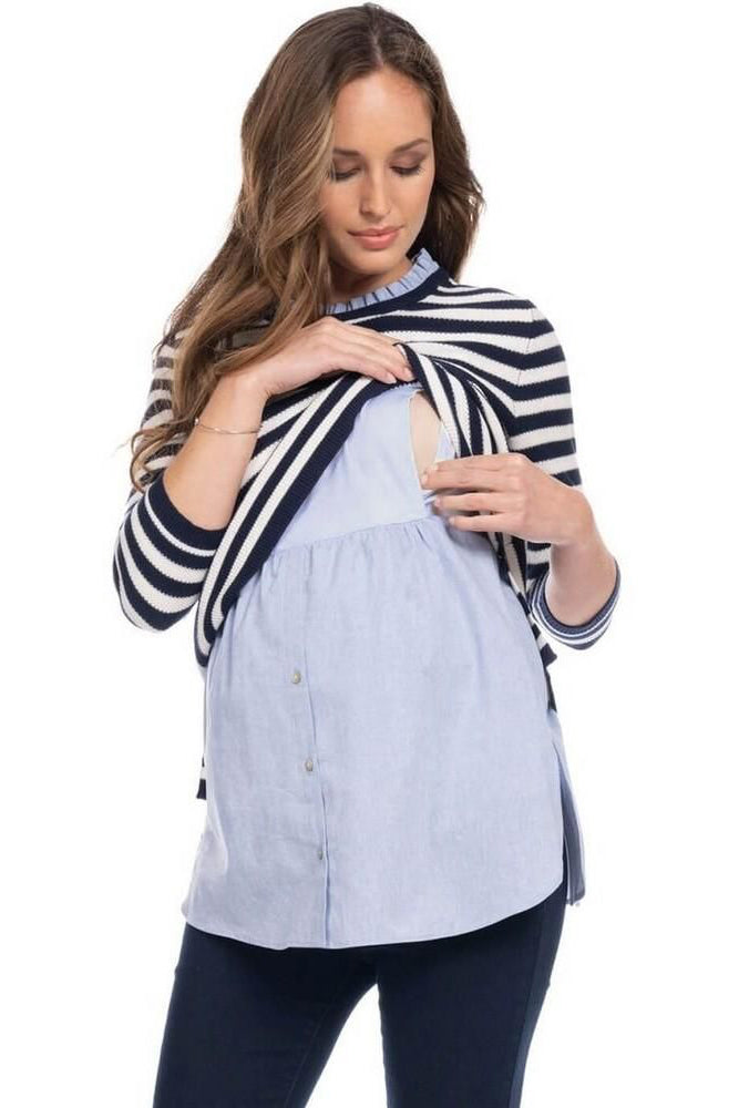 Jamie LS Cotton Maternity & Nursing Sweater Set