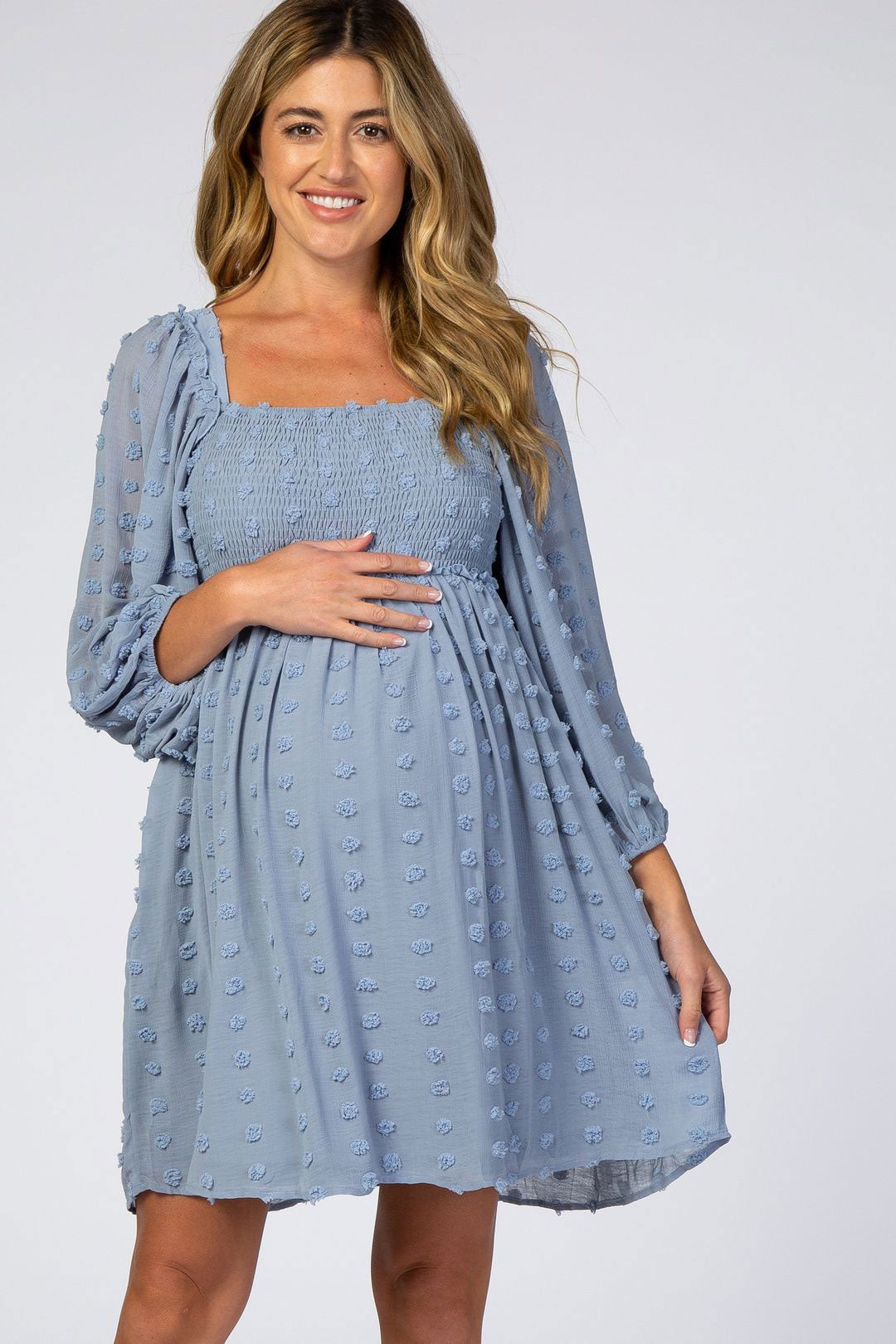 Pompom Baby Shower Maternity & Nursing Dress