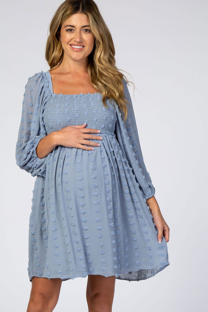 Pompom Baby Shower Maternity & Nursing Dress