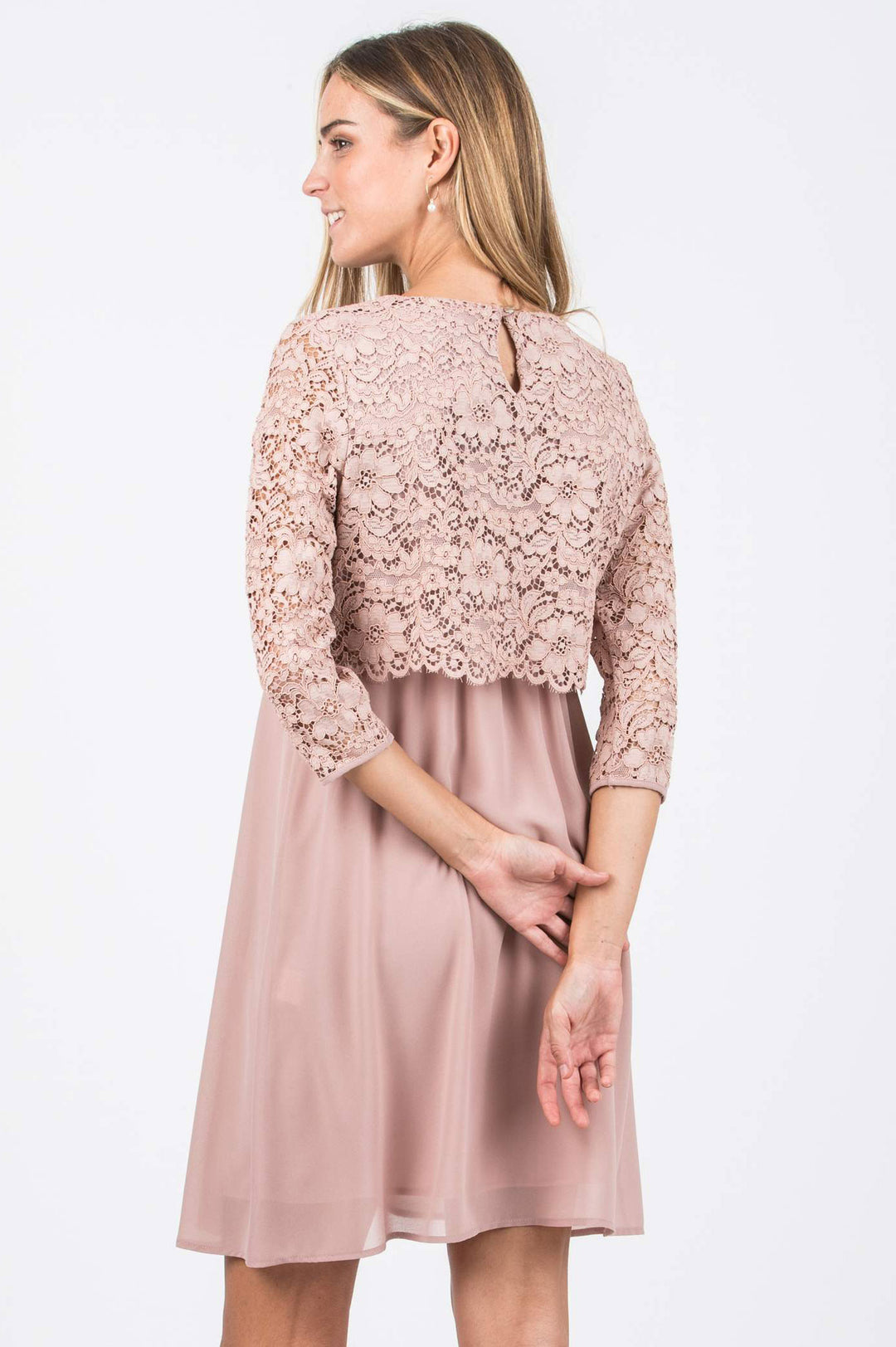 Ava Lace & Chiffon Maternity Nursing Dress