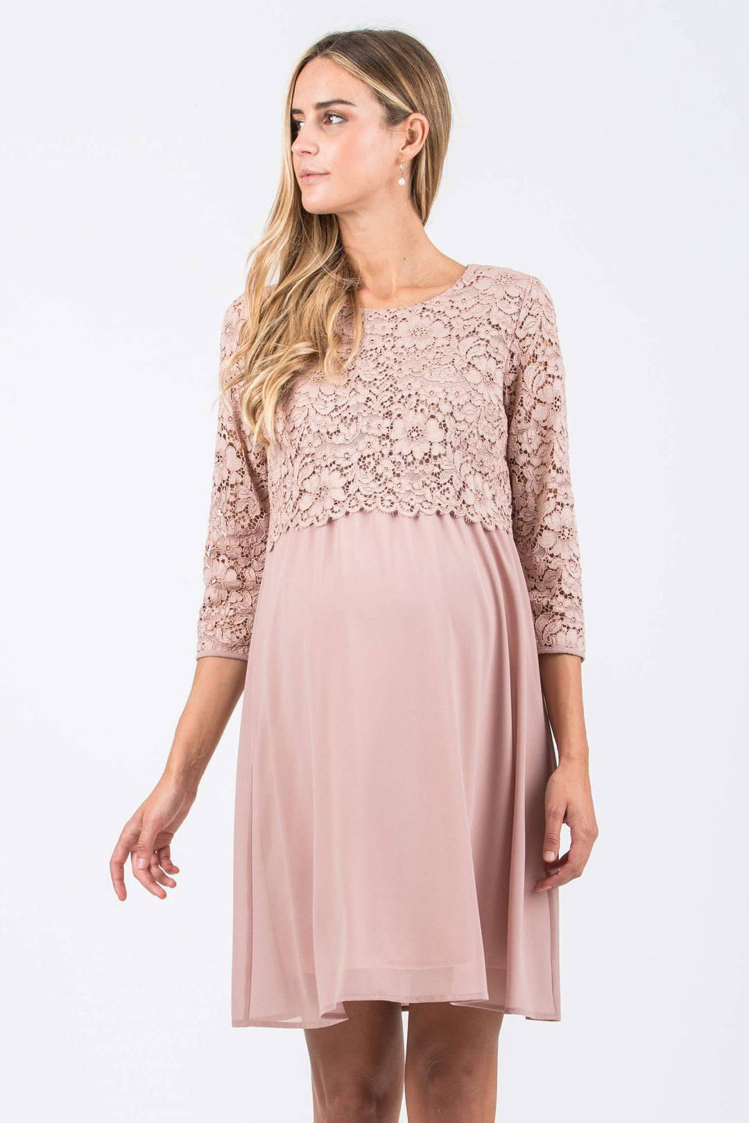 Ava Lace & Chiffon Maternity Nursing Dress