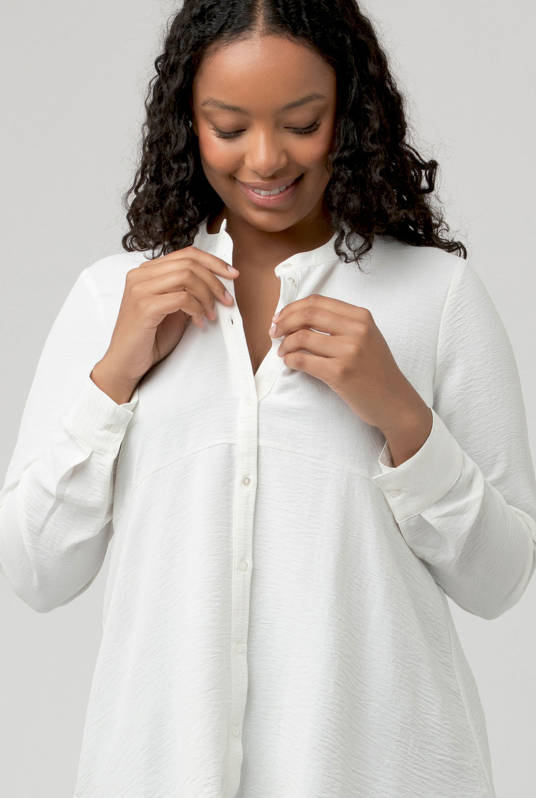 Blake Peplum Maternity Nursing Shirt White