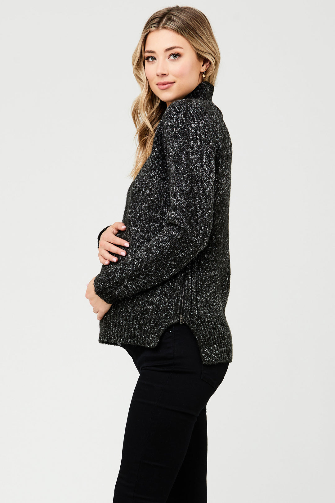 Cable Knit in Nightshade Maternity Nursing Sweater Ripe