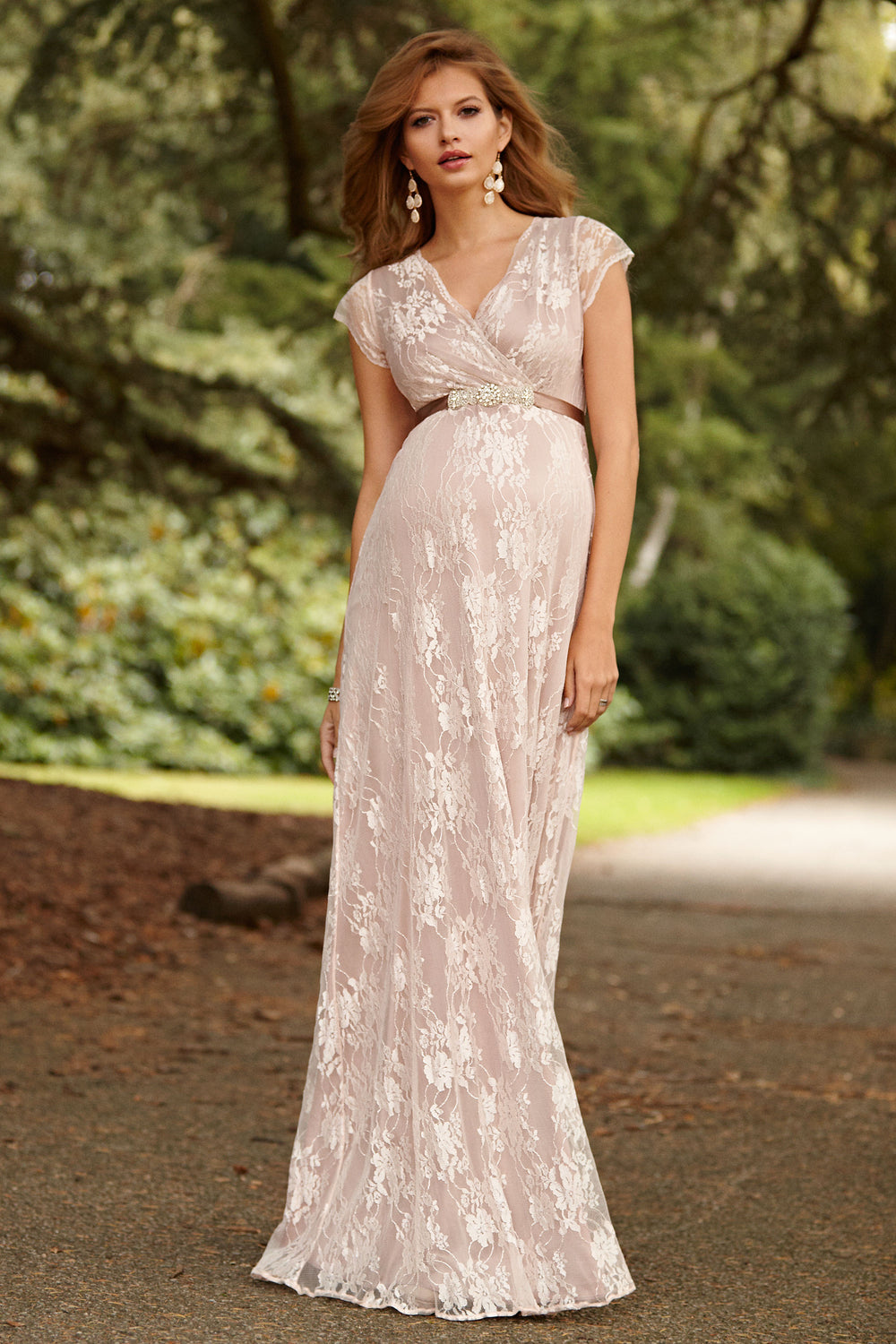 Tiffany Rose Eden Lace Maternity Gown in Blush Celebrity worn - Seven Women Maternity