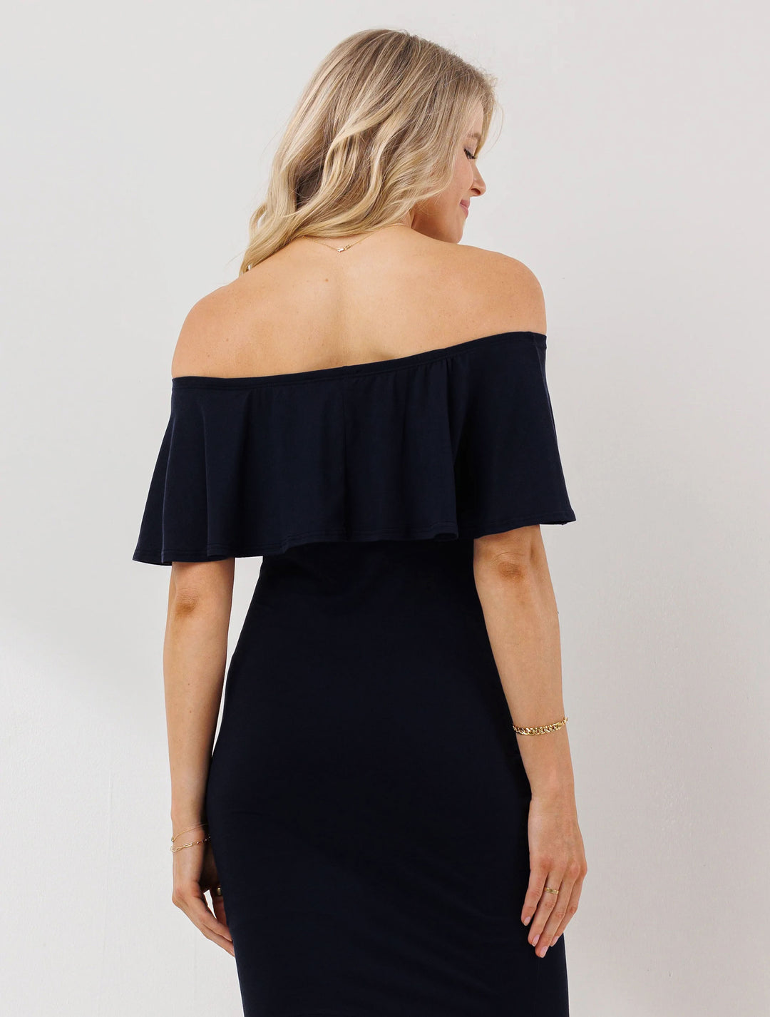 Kiara Off-Shoulder Ruffle Maternity Dress