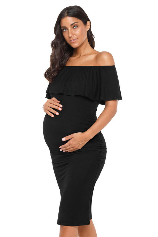 Kiara Off-Shoulder Ruffle Maternity Dress