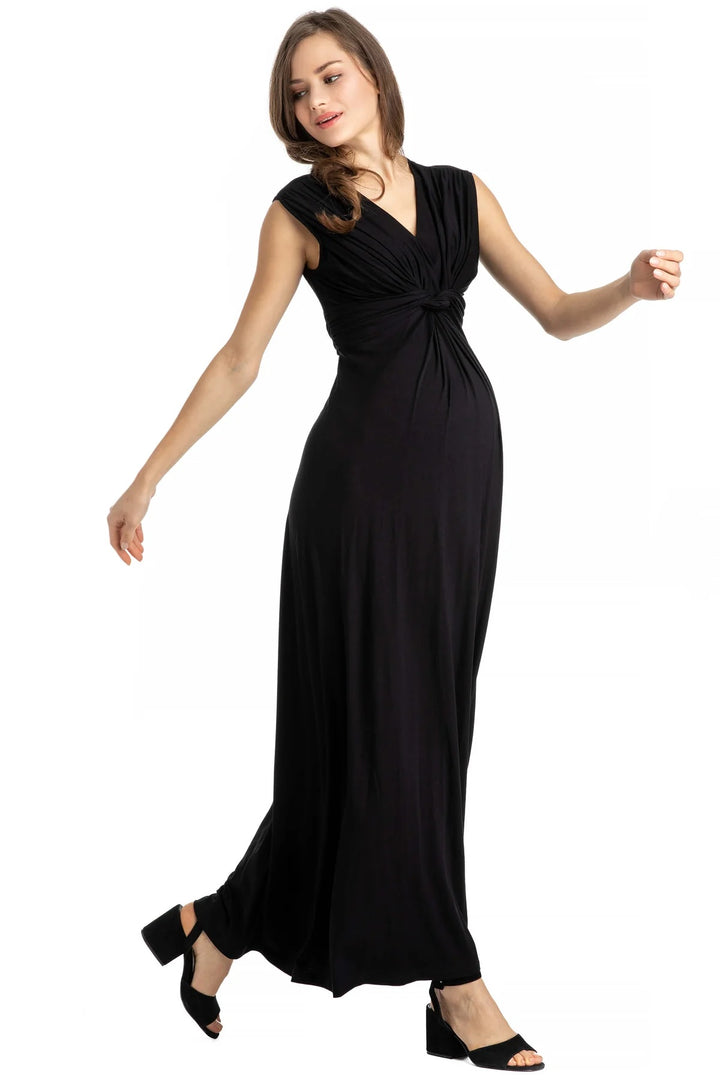 Angelina Maternity Nursing Gown in Caviar